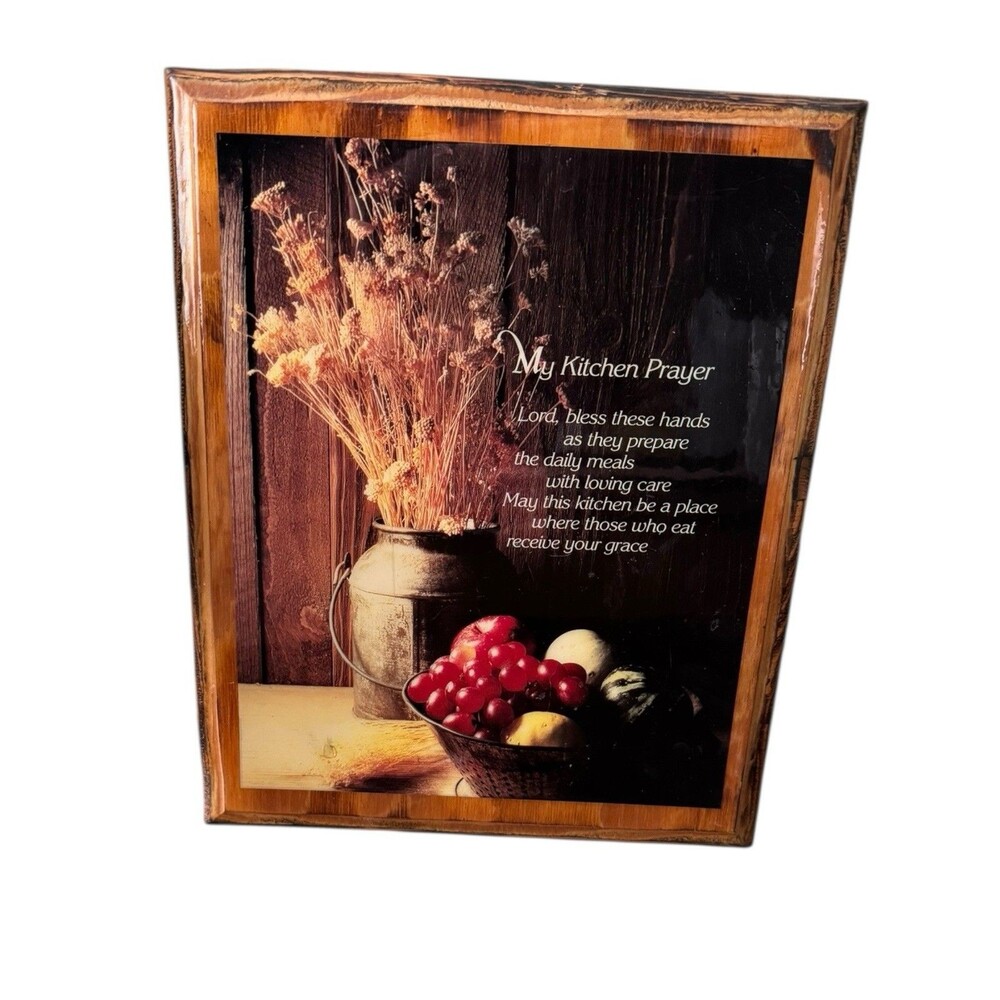 Vintage My Kitchen Prayer Wood Plaque Rustic Farmhouse Kitchen Wall Decor